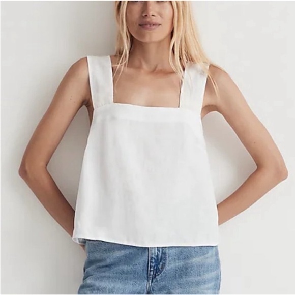 Madewell Tops - Madewell 100% Linen Cross-Back Sleeveless Top White